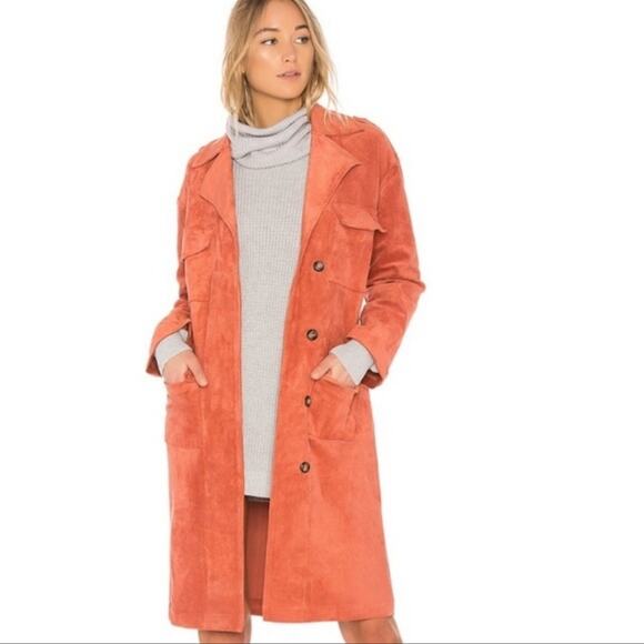 Tularosa Vanessa Rust Faux Suede Trench Coat Size M